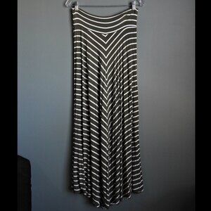 New Directions Maxi Skirt Large Striped Colorful Long Dressy Green/White